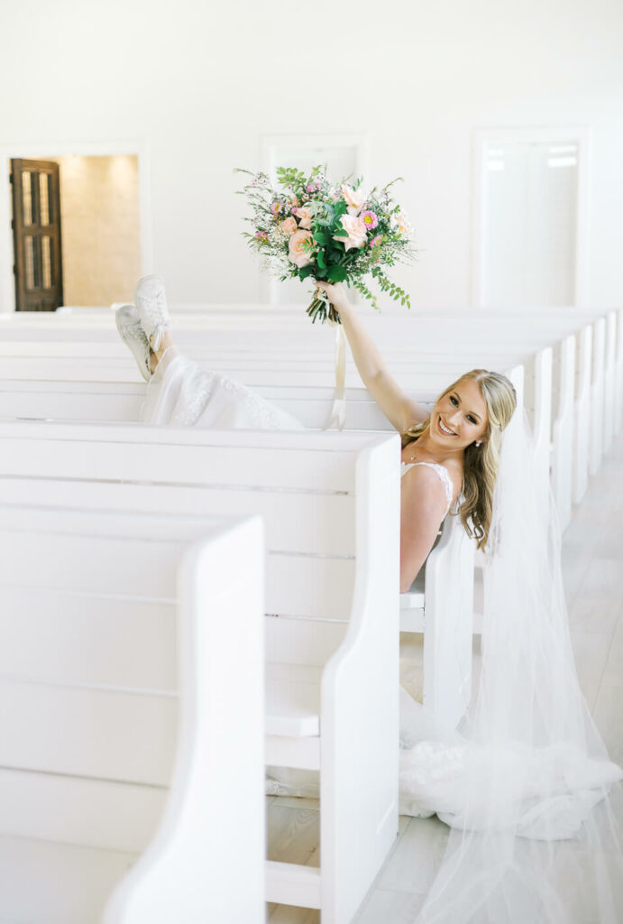 bridals in white chapel